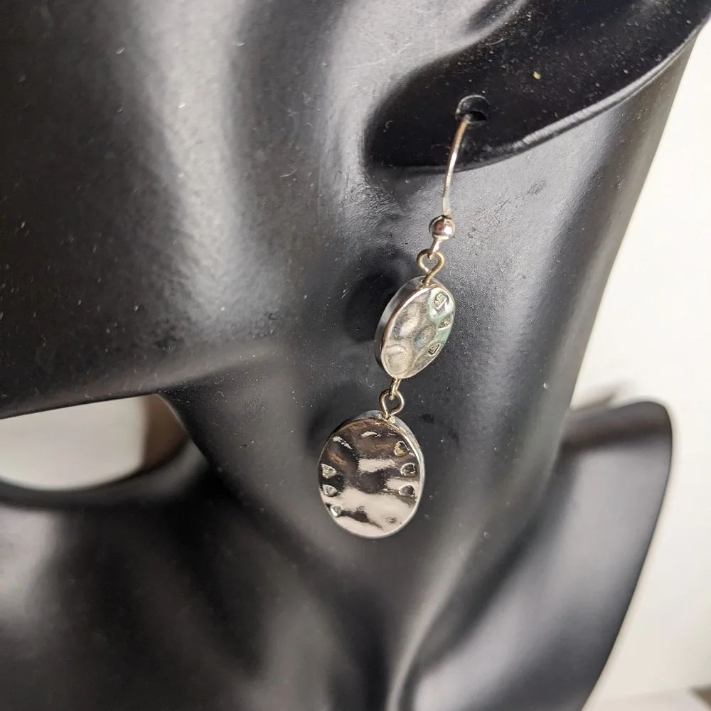 Style & Co. Hammered Silver Oval‎ Dangle Earrings – 2.5”